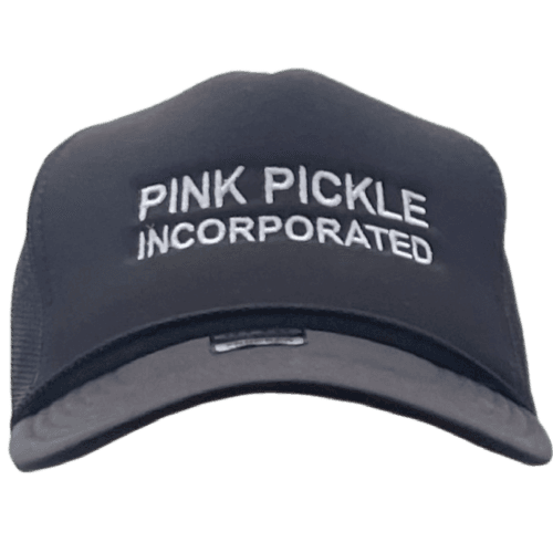 Pink Pickle Incorporated black trucker hat